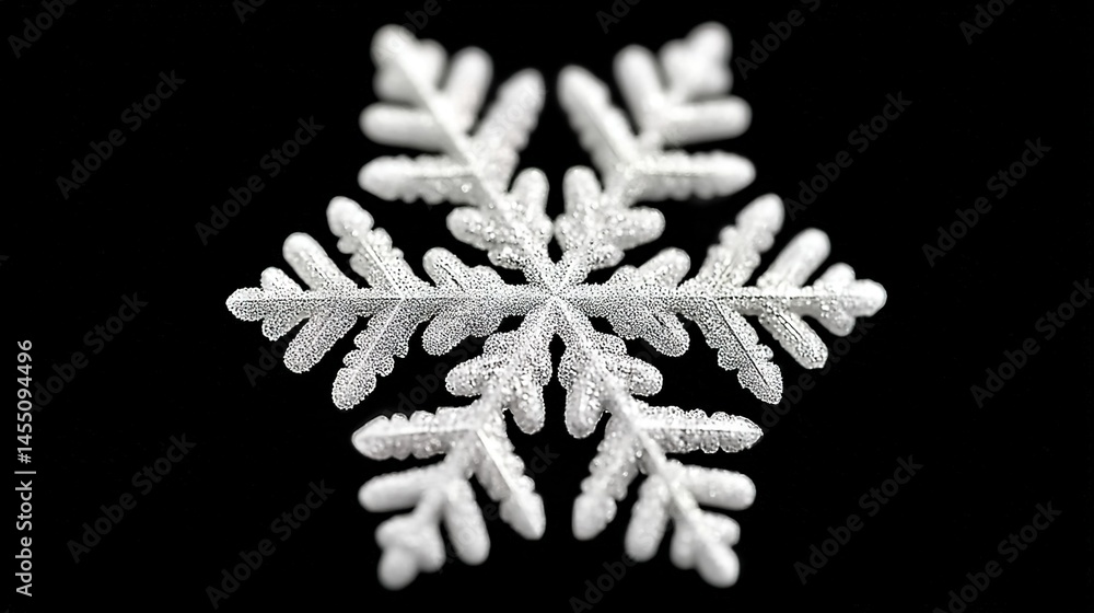 Poster snowflake close-up on black background with snowflake shape