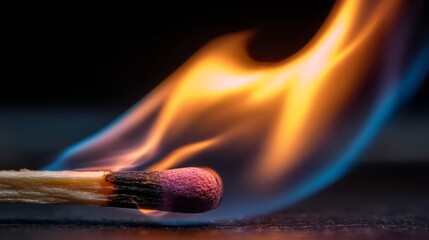 Burning matchstick close-up