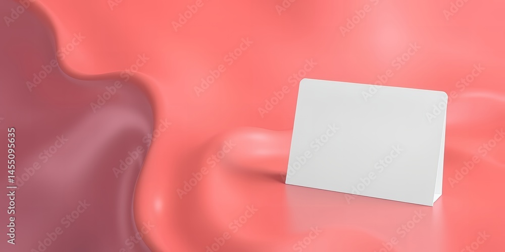Aufkleber a minimalist scene featuring a white rectangular object on a pink reflective surface backdrop