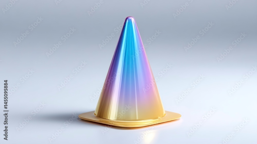 Poster gradient cone with metallic base a vibrant 3d render for design and art projects