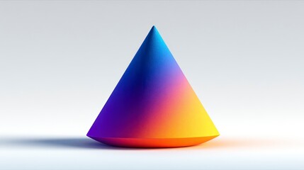 Colorful Gradient Cone A Vibrant 3D Geometric Shape with Smooth Transitions from Blue to Orang
