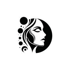 silhouette logo of a graceful, charming, beautiful woman's face