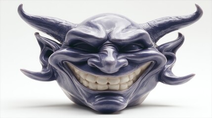 A whimsical purple creature with a wide grin and horns perfect for fantasy and humor themes