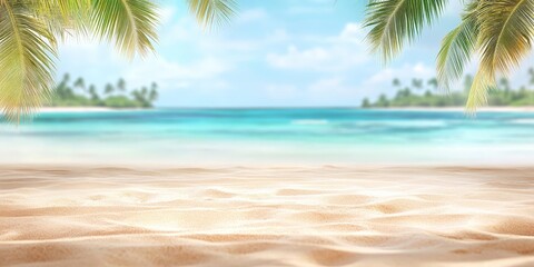 Tropical beach with palm trees and clear blue water, perfect vacation destination