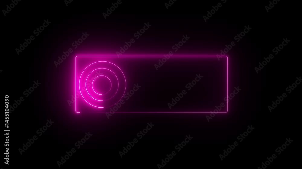 Poster neon glowing switch off on button icon animation on a black background.