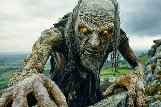 A spriggan of Cornish folklore, ugly old man creature