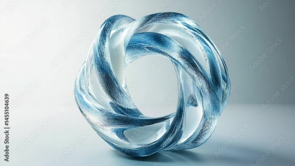 Aufkleber mesmerizing blue and white abstract torus animation with subtle light play 3d render