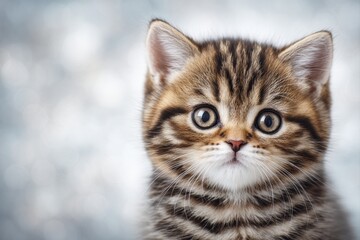 Naklejka premium Adorable tabby kitten a heartfelt portrait in soft focus