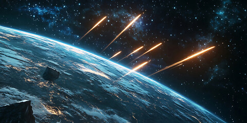 Epic Space Battle Earth Attack Background Image