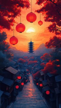 Papercut Paper Cut Kyoto Gion Pagoda Japan Travel Scen ic Landscape Destination Phone Mobile Background Wallpaper Art Illustration