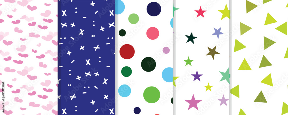Poster bundle random simple shapes seamless pattern for textile, wallpaper, background and other