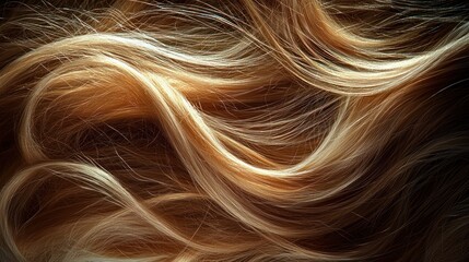 Naklejka premium Golden, brown hair, wavy and shiny in a close-up shot