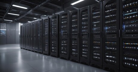 Gleaming server racks in a high-tech data center  , cable, cloud