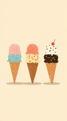 Delightful Triple Ice Cream Cones With Pastel Hues Create Joy