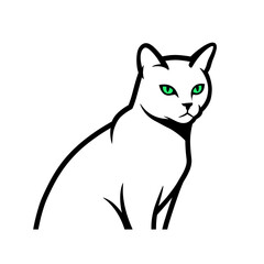Graceful Cat: A sleek and elegant feline, rendered in a minimalist style with striking green eyes, exudes an air of sophistication and poise, a symbol of domestic tranquility and feline grace.