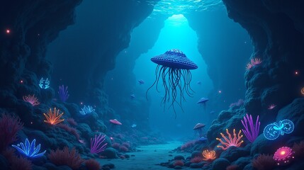 Mystical Ocean: Illuminated Marine Life