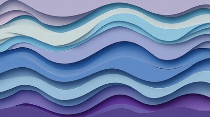 Abstract wavy layered design in shades of blue and purple.