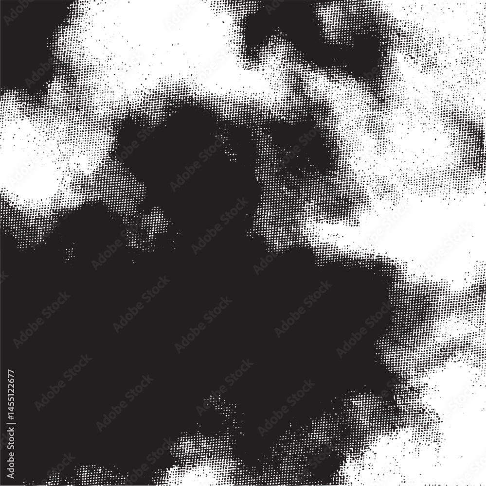 Aufkleber a textured grayscale depiction of abstract shapes blending into a cloudy background.