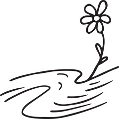 Fototapeta premium A delicate flower blooms gracefully from a flowing stream.
