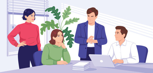 Concept of Teamwork and Cooperation in Business Among Diverse Professionals in a Modern Corporate Setting
