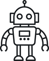 Robot outline icon on transparent background