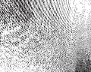 A grayscale portrait blends with textured flowing lines.