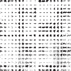 A dense array of black and white geometric shapes forms an intricate .