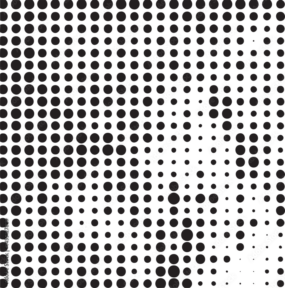 Poster a dynamic monochrome of densely arranged circles transitions from dark to light hues.