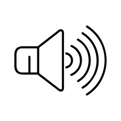 black and white outline icon of speaker with sound waves, volume symbol related to sleep noise control and restful nighttime environment