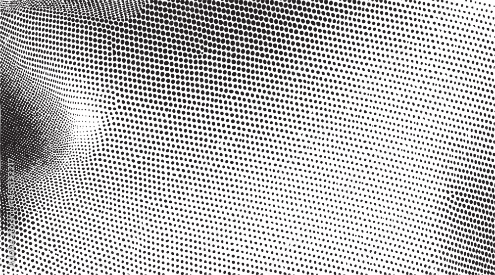 Poster a dynamic black and white abstract of overlapping dots creates a sense of depth.