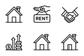 Fototapeta premium Simple Vector Icons Representing Real Estate Rental and Growth