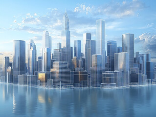 Fototapeta premium minimalist white wireframe city plan