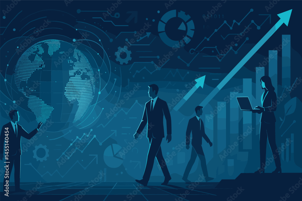 Poster tech innovation and digital progress. vector illustration of futuristic business environment. perfec
