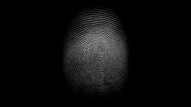 Close-up of detailed human fingerprint in monochrome art