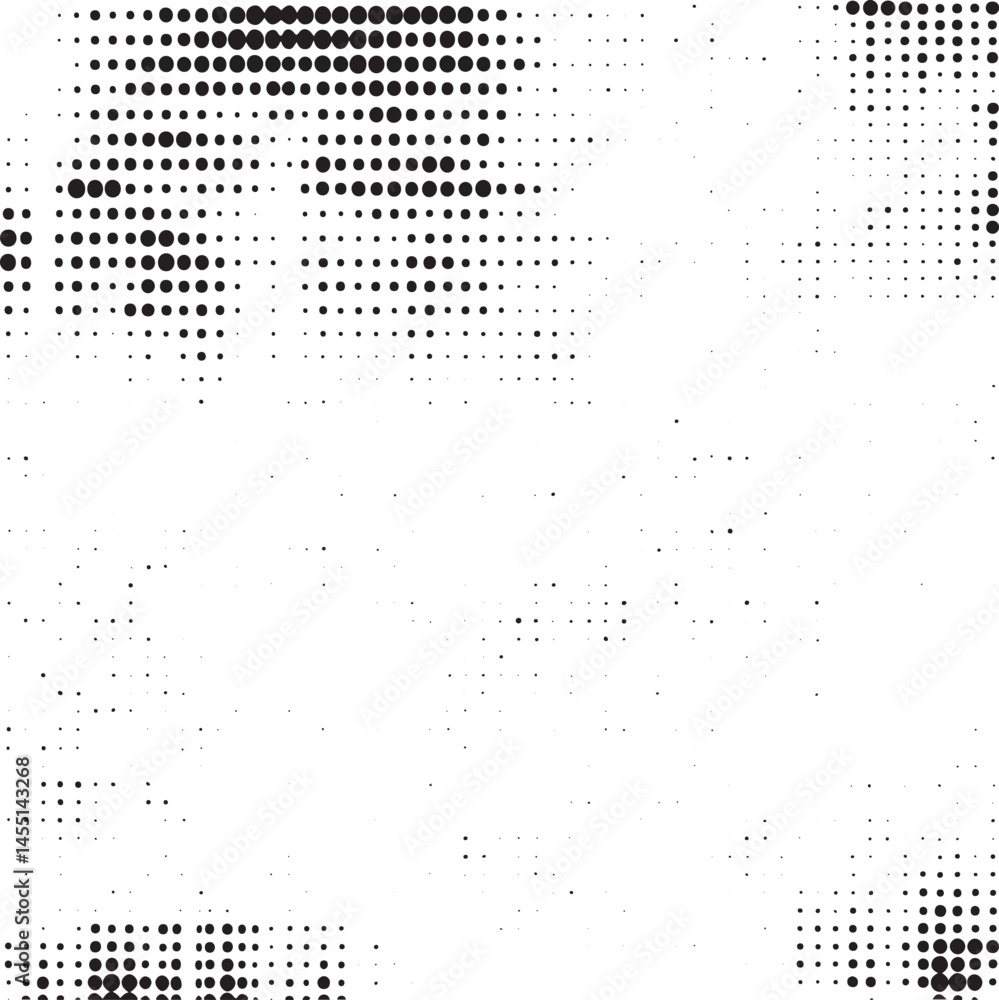 Poster a dense of black dots creates a textured abstract background.