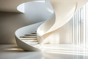 Poster White spiral staircase in a modern office.