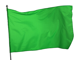 One green flag on white background. Mockup for design