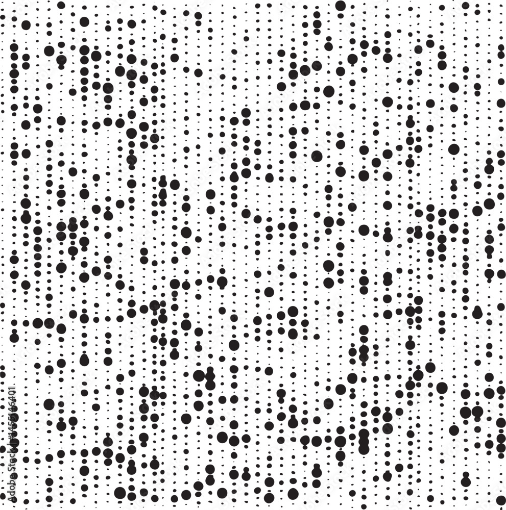 Poster a dense of uniformly sized black dots against a white background creates an abstract visual texture.