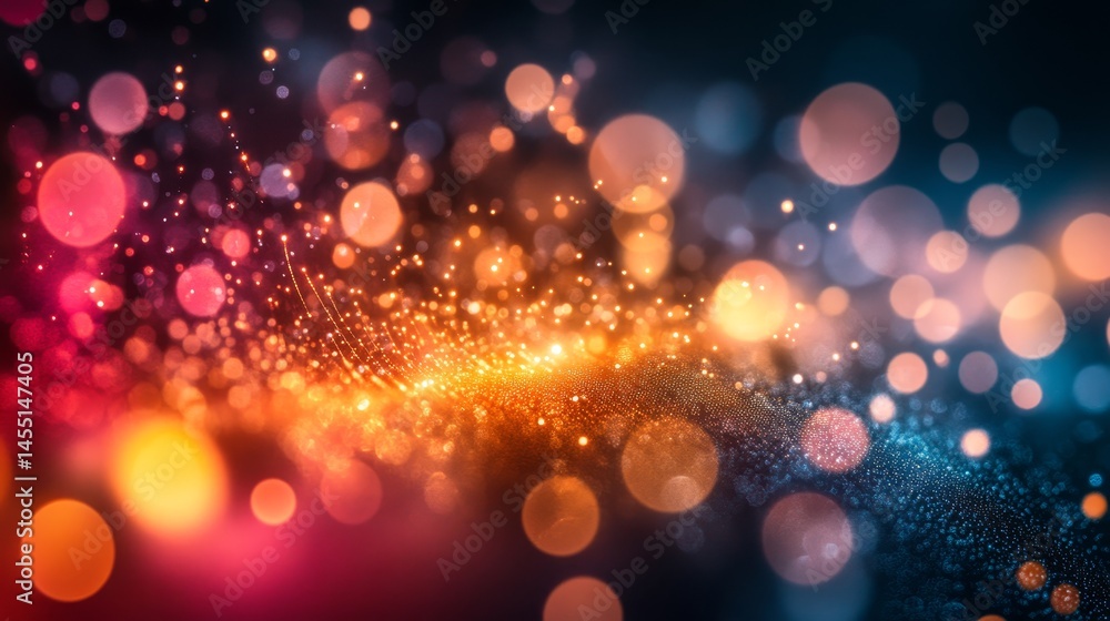 Poster vibrant bokeh light particles in abstract colorful background