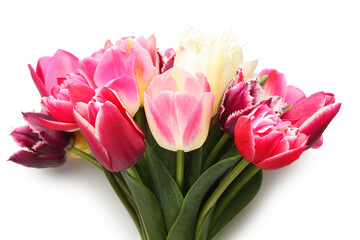Bouquet of beautiful tulips isolated on white