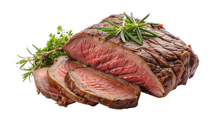 Delicious Slices of Roasted Beef with Rosemary and Parsley Garnish
