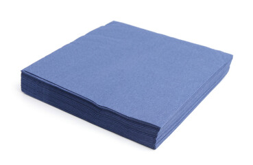 Many blue paper handkerchiefs isolated on white