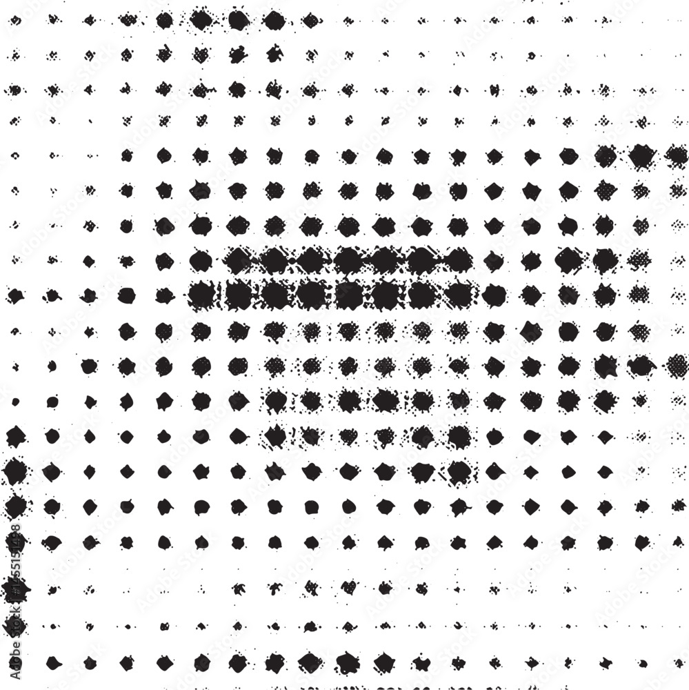Aufkleber a dense array of small scattered black dots creates a radiating across a white background.