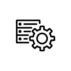 Obraz premium Data integration with gear and list icon in minimalist style 