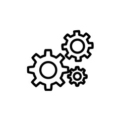 Gears and mechanisms in minimalist line art style  