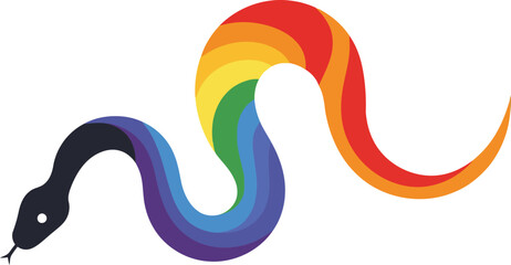 Rainbow colored snake vector illustration with smooth gradient and vibrant colors design for creative projects