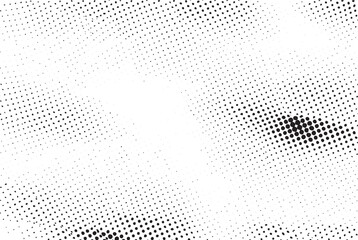 A blurred grayscale abstract of numerous small dots creates a dynamic visual effect.