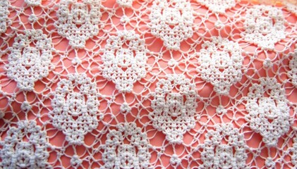 Geometric eyelet lace fabric swatch, refined lines, design, closeup, detail