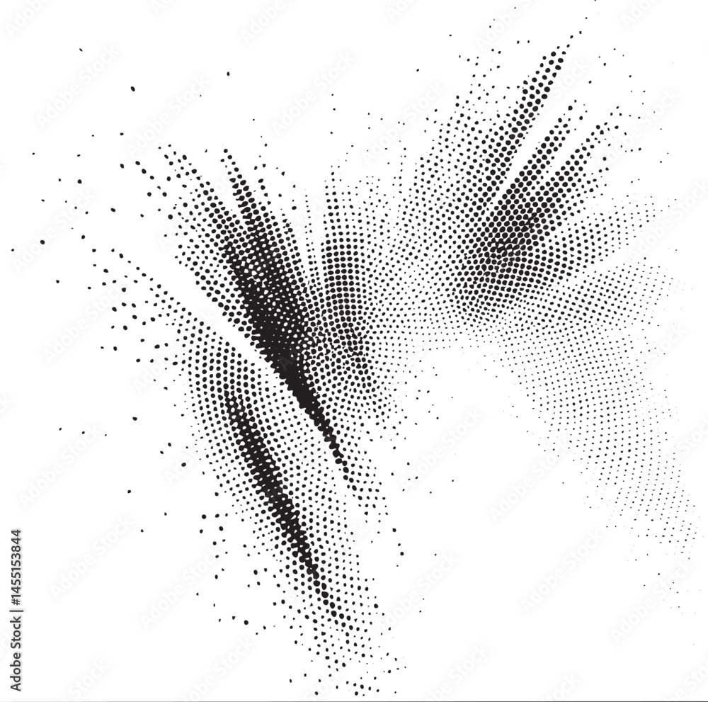 Poster a dynamic burst of white dots emanates from a central sharp point.