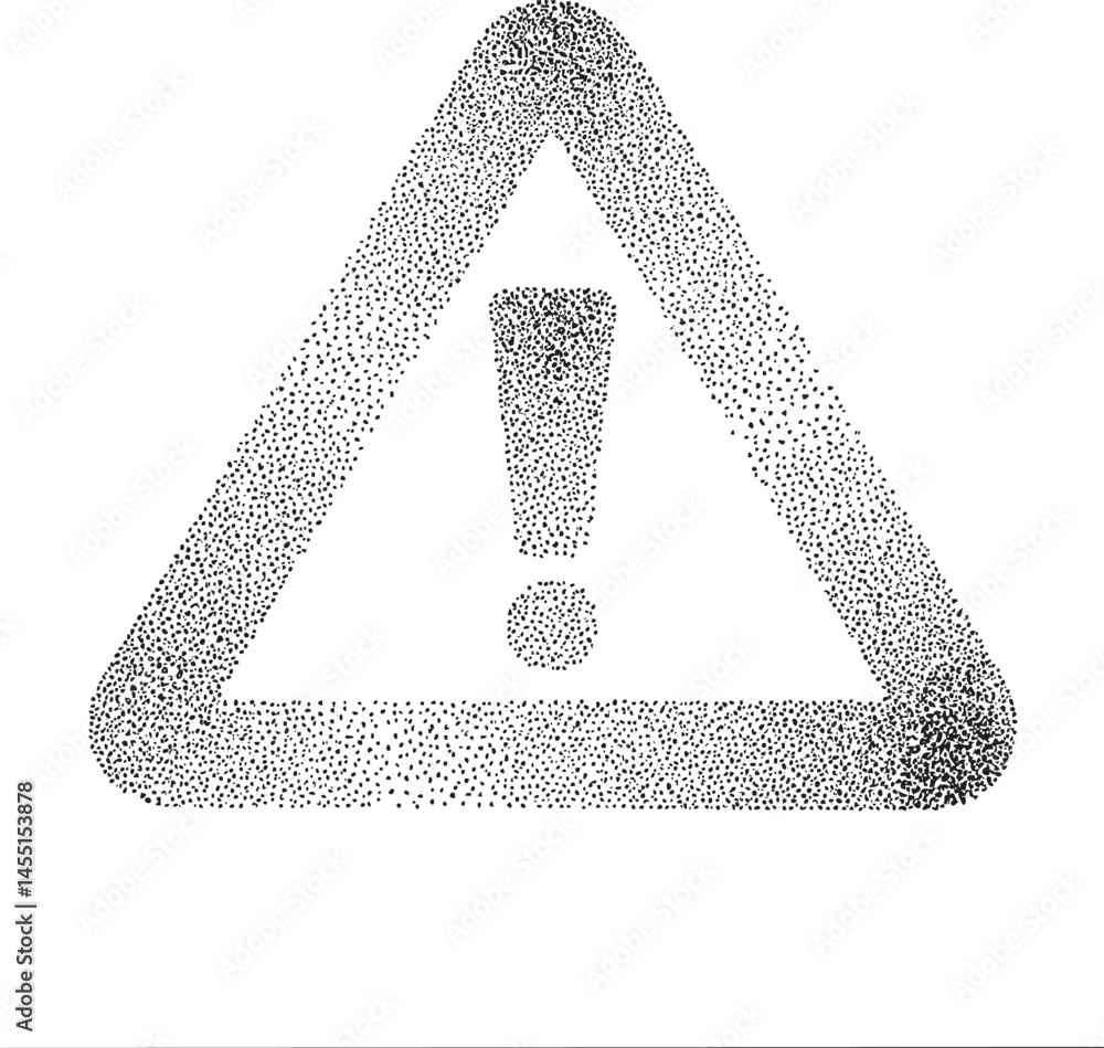 Poster a black triangular warning sign displays a bold exclamation point within a circular outline.